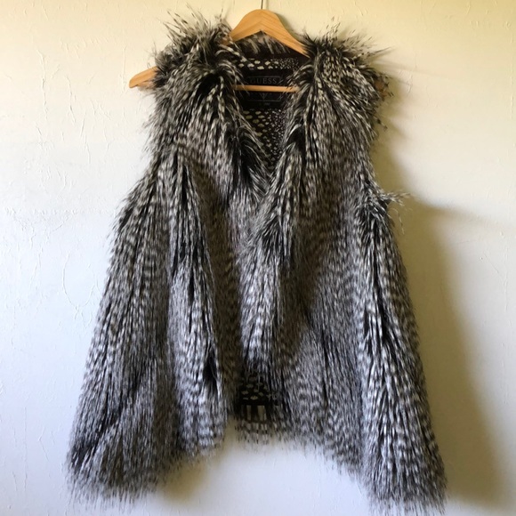 Guess Jackets & Blazers - Guess, Faux-fur, Sleeveless Jacket, Small